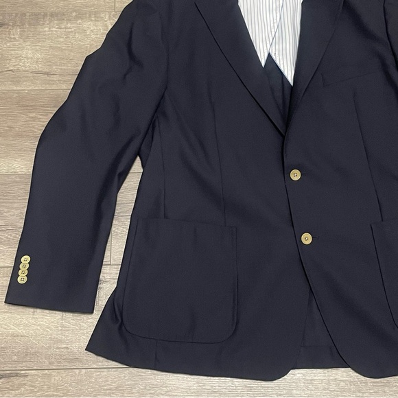 Paul Betenly Mens Navy Blue Blazer Sport Coat Blazer Wool Cashmere Sz 44R - Picture 4 of 9